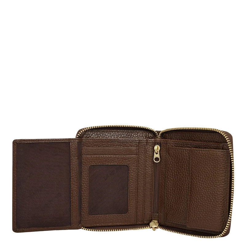 Da Milano Mocha Wax Leather Ladies Wallet - Mocha for Women | Best Price UAE